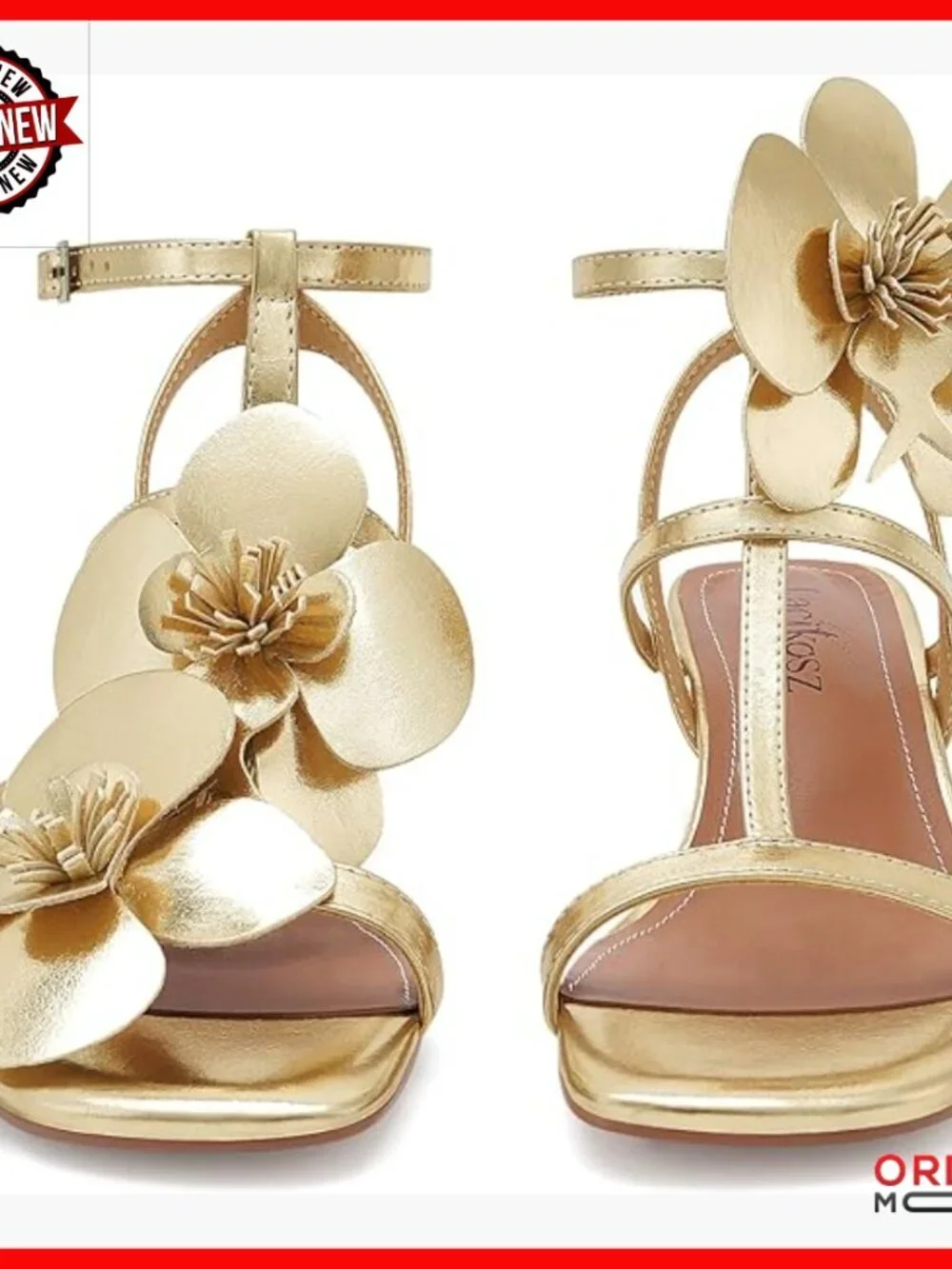 Floral Strappy Heeled Sandals, 2-Inch Kitten Heels, Open Toe, Ankle Strap